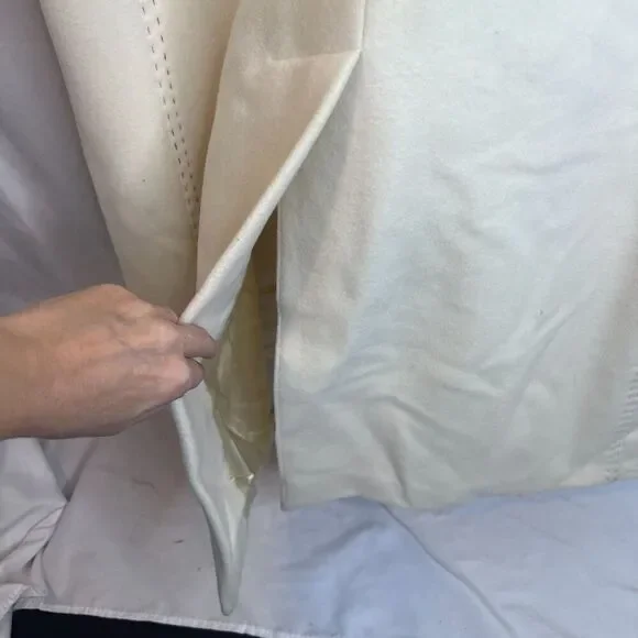 Marvin Richards Ivory 100% Pure Wool Trench Coat Topstitched Classic Maxi Size 6 - Picture 7 of 13